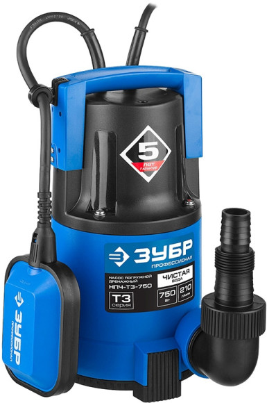 Насос дренажный Зубр Профессионал НПЧ-Т3-750 750Вт 12600л/час центробежный