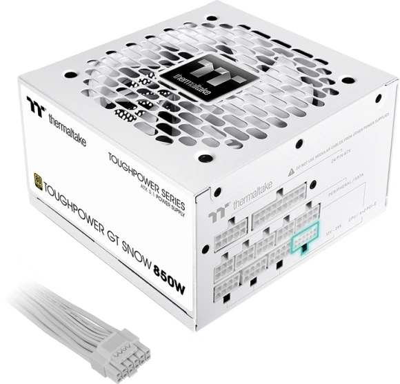 Блок питания Thermaltake ATX 850W Toughpower GT Gen.5 SNOW 80+ gold 24pin APFC 120mm fan 6xSATA Cab Manag RTL Блок питания Thermaltake ATX 850W Toughpower GT Gen.5 SNOW 80+ gold 24pin APFC 120mm fan 6xSATA Cab Manag RTL