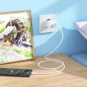 Сетевое зар./устр. Hoco C126A Pure power PD40W three-port(2C1A) charger(EU 40W 3A (PD+QC) универсальное белый Сетевое зар./устр. Hoco C126A Pure power PD40W three-port(2C1A) charger(EU 40W 3A (PD+QC) универсальное белый