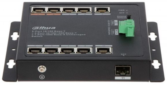 Коммутатор Dahua DH-PFS3111-8ET-96-F 10x1Гбит/с 6PoE+ 2PoE++ 96W неуправляемый