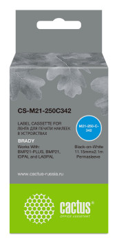 Картридж ленточный Cactus CS-M21-250C342 черный на белом 11.15x2.1 для Brady BMP21-PLUS, BMP21, BMP21-LAB
