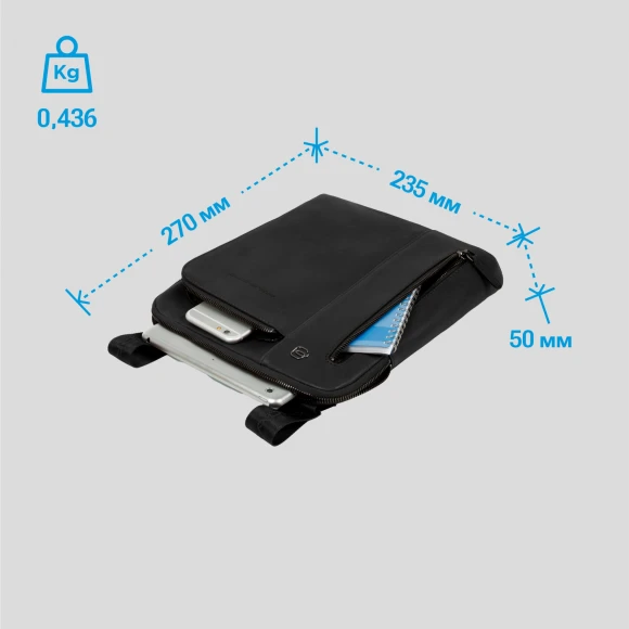 Сумка мужская Piquadro Black Square CA1816B3/N черная натур.кожа