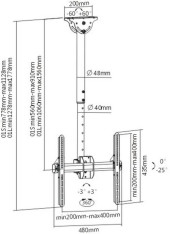 Кронштейн для телевизора Arm Media LCD-1800 черный 26"-65" макс.50кг потолочный поворот и наклон