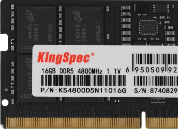 Память DDR5 16GB 4800MHz Kingspec KS4800D5N11016G RTL PC5-38400 CL40 SO-DIMM 288-pin 1.1В single rank Ret Память DDR5 16GB 4800MHz Kingspec KS4800D5N11016G RTL PC5-38400 CL40 SO-DIMM 288-pin 1.1В single rank Ret