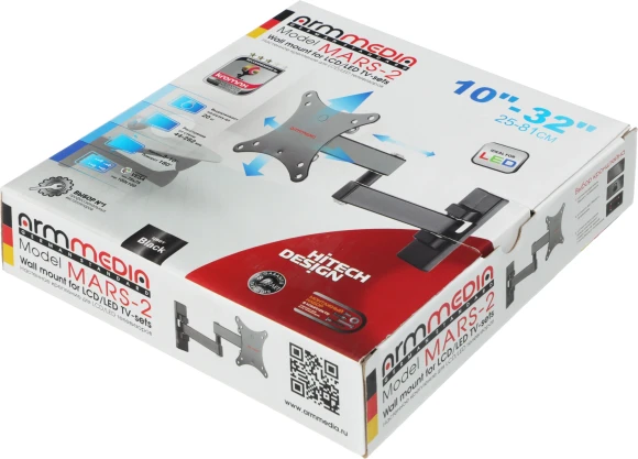 Кронштейн для телевизора Arm Media MARS-2 черный 10"-32" макс.20кг настенный поворот и наклон