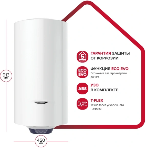 Водонагреватель Ariston BLU1 ECO ABS PW 100 V 2.5кВт 100л электрический настенный/белый