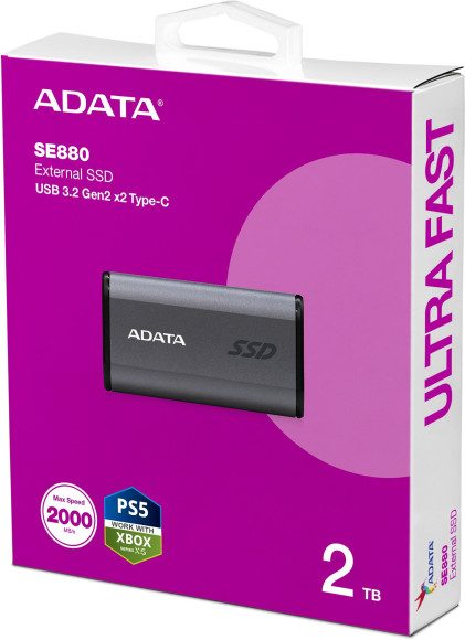 Накопитель SSD A-Data USB-C 2TB AELI-SE880-2TCGY SE880 2.5" серый Накопитель SSD A-Data USB-C 2TB AELI-SE880-2TCGY SE880 2.5" серый