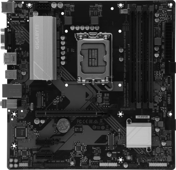 Материнская плата Gigabyte B760M D3HP DDR4 Soc-1700 Intel B760 4xDDR4 mATX AC`97 8ch(7.1) GbLAN RAID+VGA+HDMI+DP