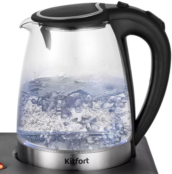 Чайный набор Kitfort КТ-6180 2л. 1500Вт черный корпус: стекло/пластик