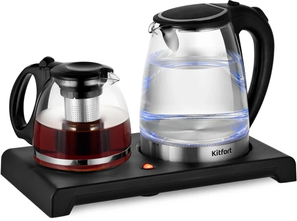 Чайный набор Kitfort КТ-6180 2л. 1500Вт черный корпус: стекло/пластик