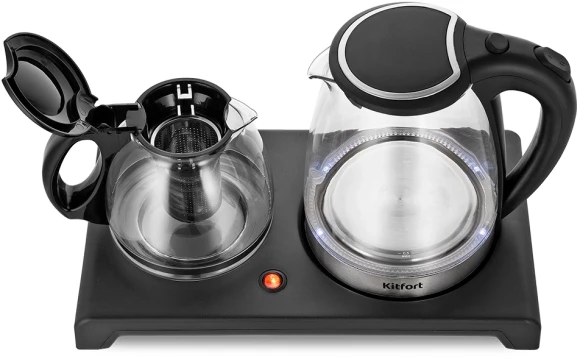 Чайный набор Kitfort КТ-6180 2л. 1500Вт черный корпус: стекло/пластик