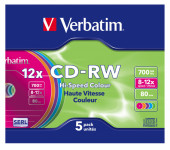 Диск CD-RW Verbatim 700Mb 12x Slim case (5шт) Color (43167) Диск CD-RW Verbatim 700Mb 12x Slim case (5шт) Color (43167)