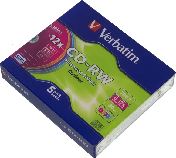 Диск CD-RW Verbatim 700Mb 12x Slim case (5шт) Color (43167) Диск CD-RW Verbatim 700Mb 12x Slim case (5шт) Color (43167)