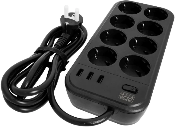 Сетевой фильтр Powercom SP-08 USB03AB 1.8м 1.8м (8 розеток) черный (коробка) Сетевой фильтр Powercom SP-08 USB03AB 1.8м 1.8м (8 розеток) черный (коробка)