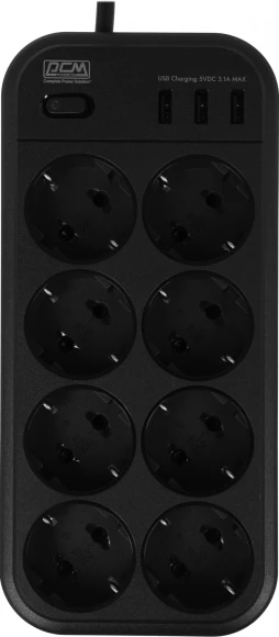 Сетевой фильтр Powercom SP-08 USB03AB 1.8м 1.8м (8 розеток) черный (коробка) Сетевой фильтр Powercom SP-08 USB03AB 1.8м 1.8м (8 розеток) черный (коробка)