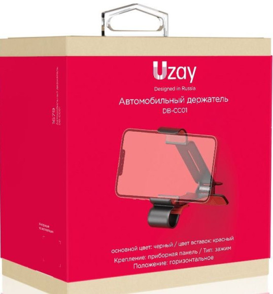 Держатель Uzay черный для смартфонов (UZ-DB-CC01-BK) Держатель Uzay черный для смартфонов (UZ-DB-CC01-BK)