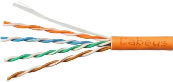 Кабель информационный Cabeus UTP-4P-CAT.5E-SOLID-LSZH-100 кат.5E U/UTP 4 пары LSZH внутренний 100м оранжевый Кабель информационный Cabeus UTP-4P-CAT.5E-SOLID-LSZH-100 кат.5E U/UTP 4 пары LSZH внутренний 100м оранжевый