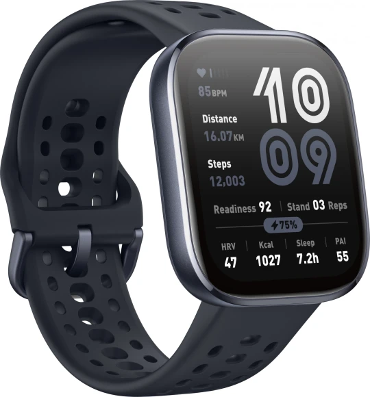 Смарт-часы Amazfit Active 2R A2437 43.9мм 1.32" AMOLED корп.серебристый рем.черный разм.брасл.:135-195мм
