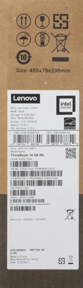 Ноутбук Lenovo Thinkbook 14 G8 IRL Core 7 240H 16Gb SSD512Gb Intel Graphics 14" IPS WUXGA (1920x1200) Windows 11 Pro grey WiFi BT Cam (21SG000MAU)