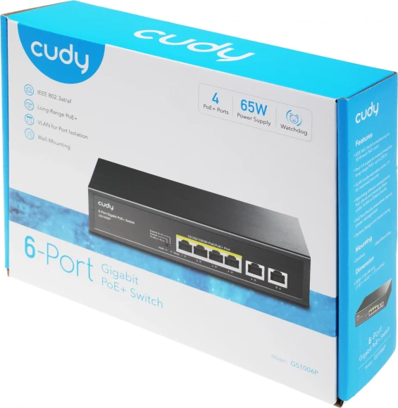 Коммутатор Cudy GS1006P (L2) 6x1Гбит/с 4PoE 65W неуправляемый