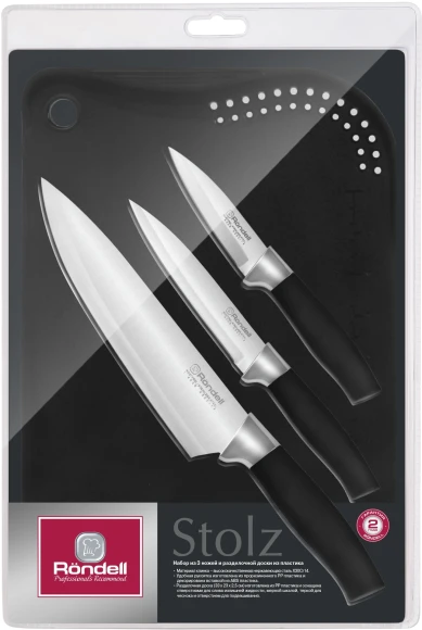 Набор ножей кухон. Rondell Stolz RD-1772 компл.:4предм. разд.дос. черный блистер Набор ножей кухон. Rondell Stolz RD-1772 компл.:4предм. разд.дос. черный блистер