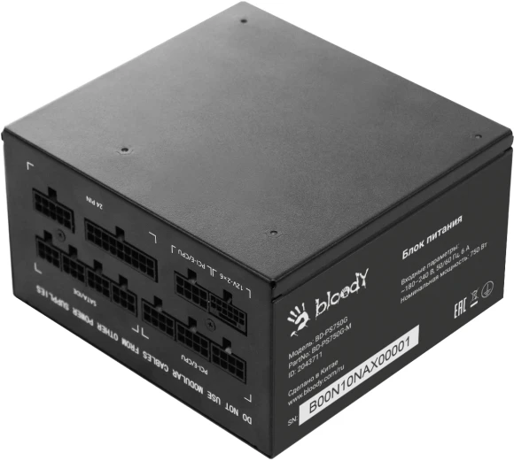 Блок питания Bloody ATX 750W BD-PS750G 80+ gold (20+4pin) APFC 120mm fan 6xSATA Cab Manag RTL Блок питания Bloody ATX 750W BD-PS750G 80+ gold (20+4pin) APFC 120mm fan 6xSATA Cab Manag RTL