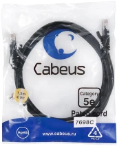 Патч-корд Cabeus PC-UTP-RJ45-CAT.5E-1M-BK-LSZH U/UTP RJ-45 вил.-вилка RJ-45 кат.5E 1м черный LSZH