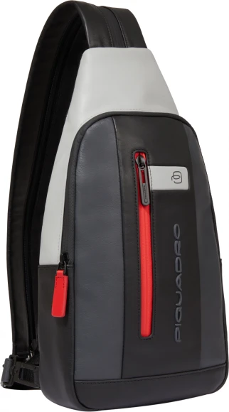 Рюкзак слинг мужской Piquadro Urban CA6540UB00/GRN серый/черный натур.кожа