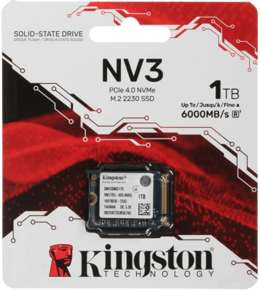 Накопитель SSD Kingston PCIe 4.0 x4 1000GB SNV3SM3/1T0 NV3 M.2 2230 Накопитель SSD Kingston PCIe 4.0 x4 1000GB SNV3SM3/1T0 NV3 M.2 2230