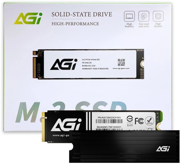 Накопитель SSD AGi PCIe 4.0 x4 2TB AGI2T0G44AI828-CB AI828 M.2 2280 Накопитель SSD AGi PCIe 4.0 x4 2TB AGI2T0G44AI828-CB AI828 M.2 2280