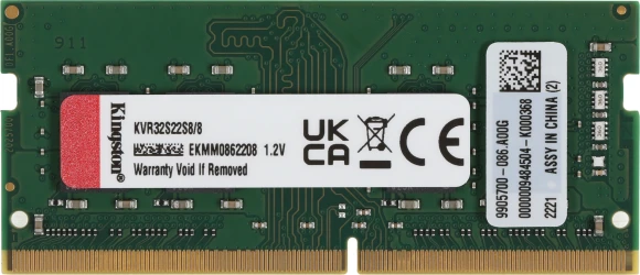 Память DDR4 8Gb 3200MHz Kingston KVR32S22S8/8 VALUERAM RTL PC4-25600 CL22 SO-DIMM 260-pin 1.2В single rank Ret Память DDR4 8Gb 3200MHz Kingston KVR32S22S8/8 VALUERAM RTL PC4-25600 CL22 SO-DIMM 260-pin 1.2В single rank Ret