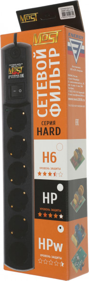 Сетевой фильтр Most HPw 2м (6 розеток) белый (коробка)