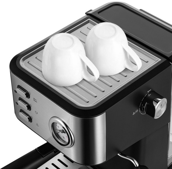 Кофеварка рожковая Kitfort КТ-7293 1050Вт черный/серебристый