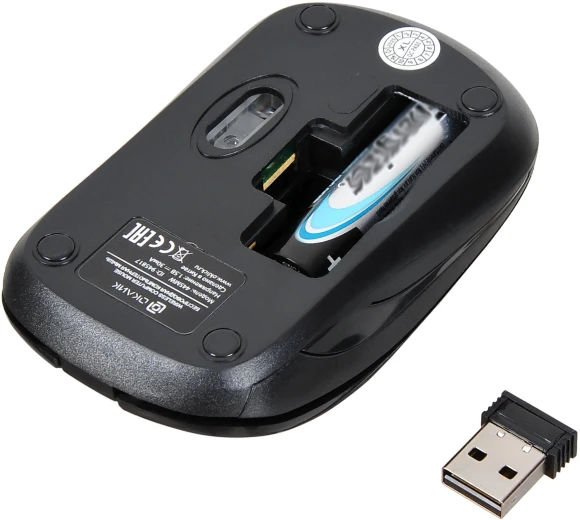 Мышь Оклик 445MW черный оптическая 1600dpi беспров. USB 3but (945817)